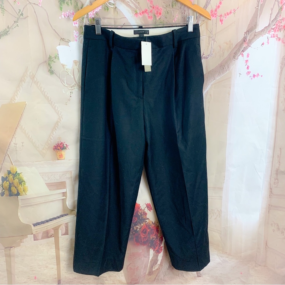 NEW J Crew Wool Pleated Front Trousers in black